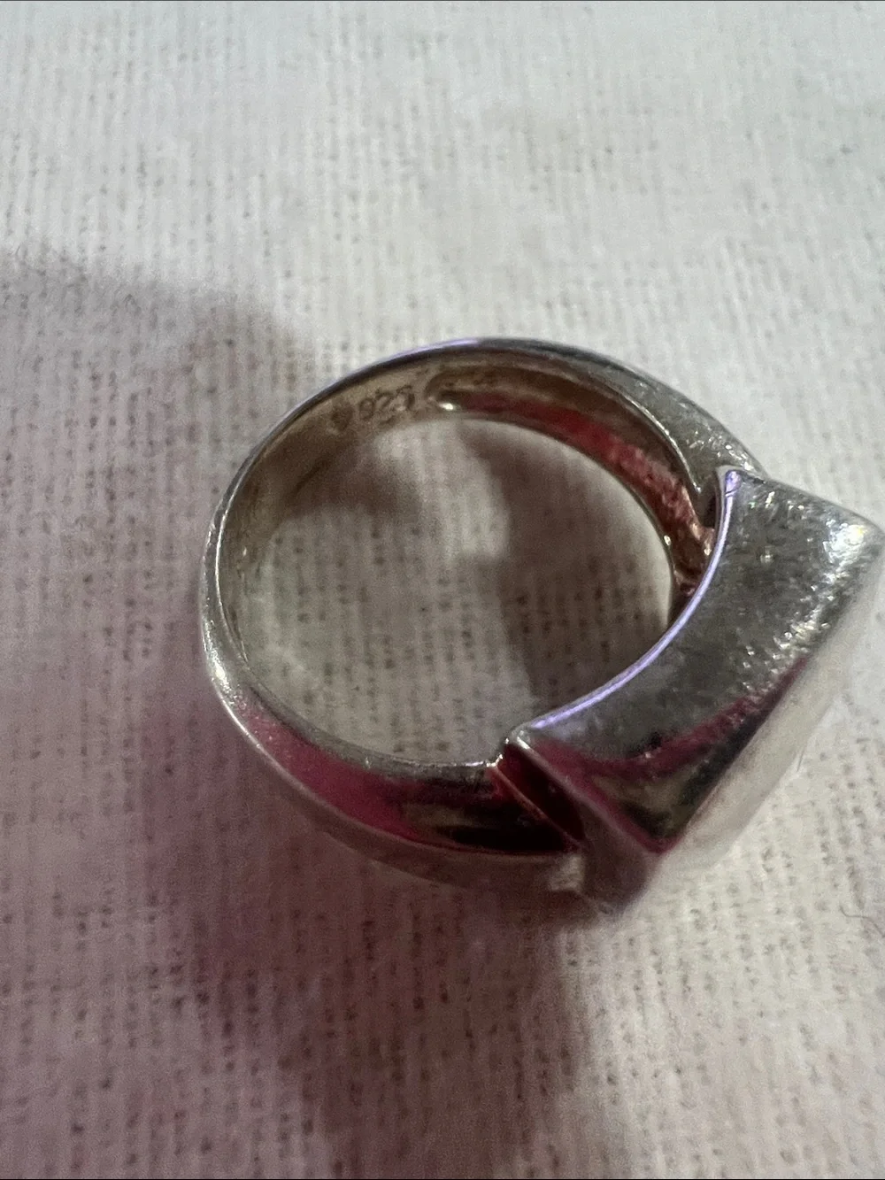 B#59-Sterling Silver women Squaret Signet Ring with Clear Stone